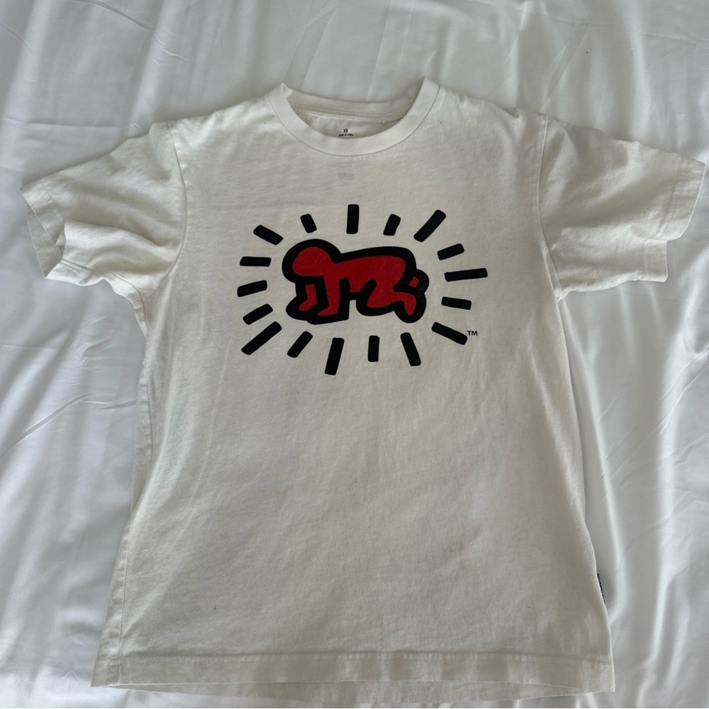 Keith Haring Uniqlo SPRZNY Radiant Baby Red White Short Sleeve Shirt Men's XS